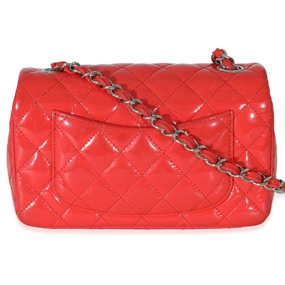 Chanel Red Quilted Patent Mini Rectangular Classic Single Flap Bag - Picture 3 of 8